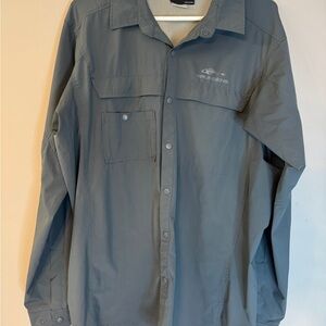 Grundens Men's Hooksetter Long Sleeve Technical Fishing Shirt Glacier Gray L